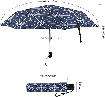 Amazon.co.jp: 折りたたみ傘 和柄 青 麻の葉模様 三つ折り傘 折り畳み